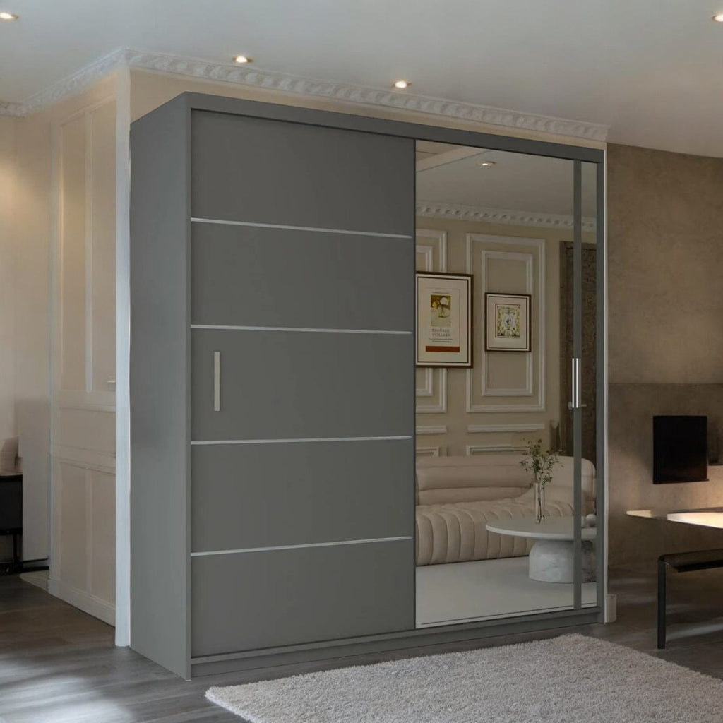 Half Mirror Sliding Door Wardrobe