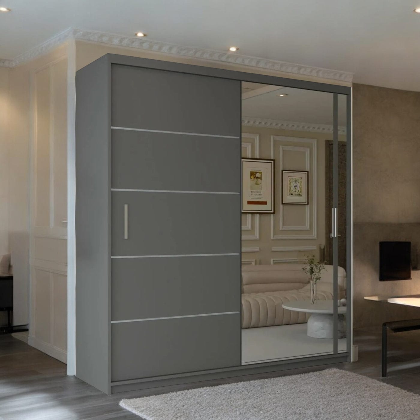 Half Mirror Sliding Door Wardrobe