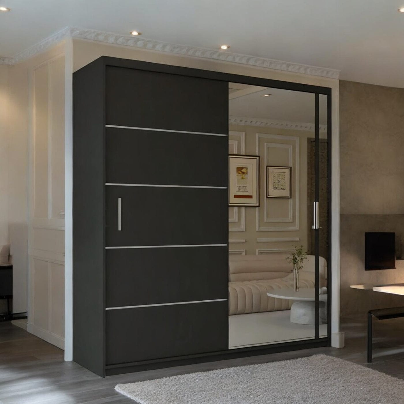 Half Mirror Sliding Door Wardrobe