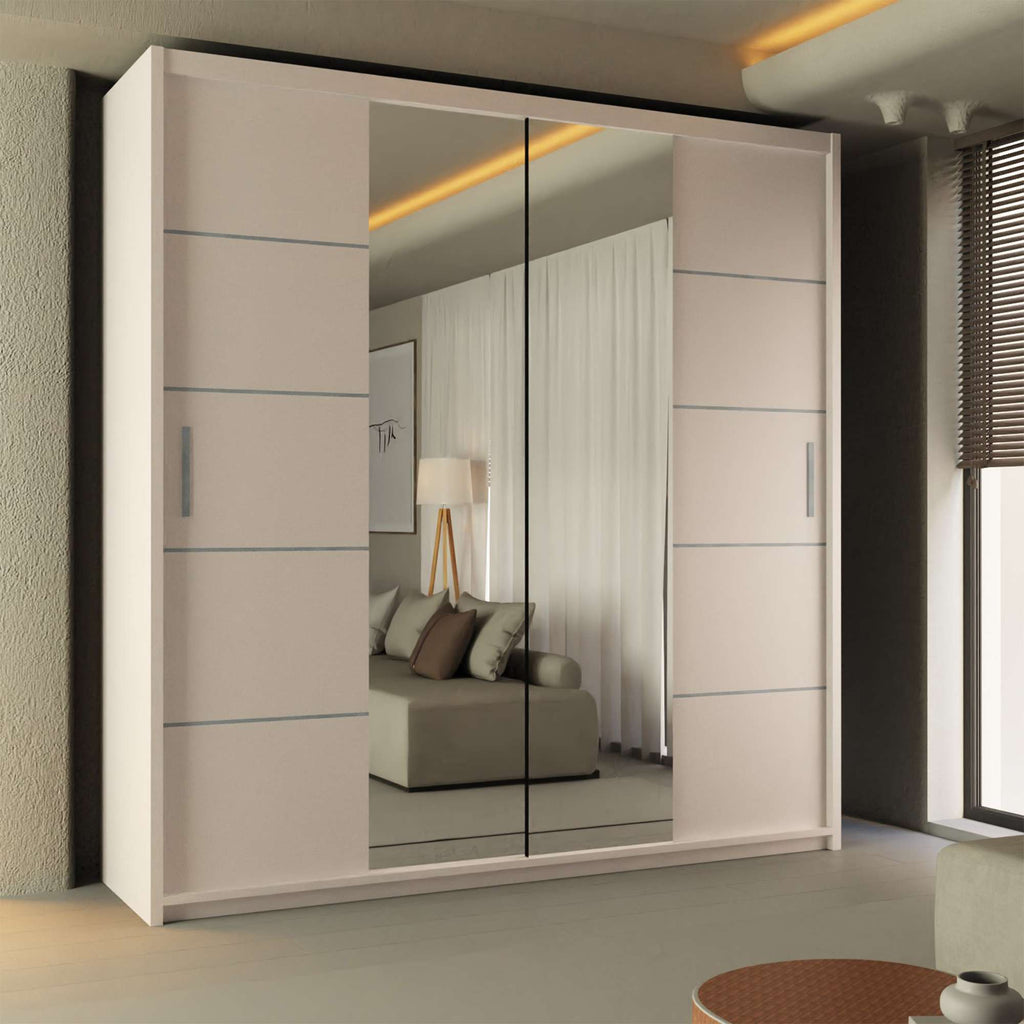 Center Mirror Sliding Doors Wardrobe