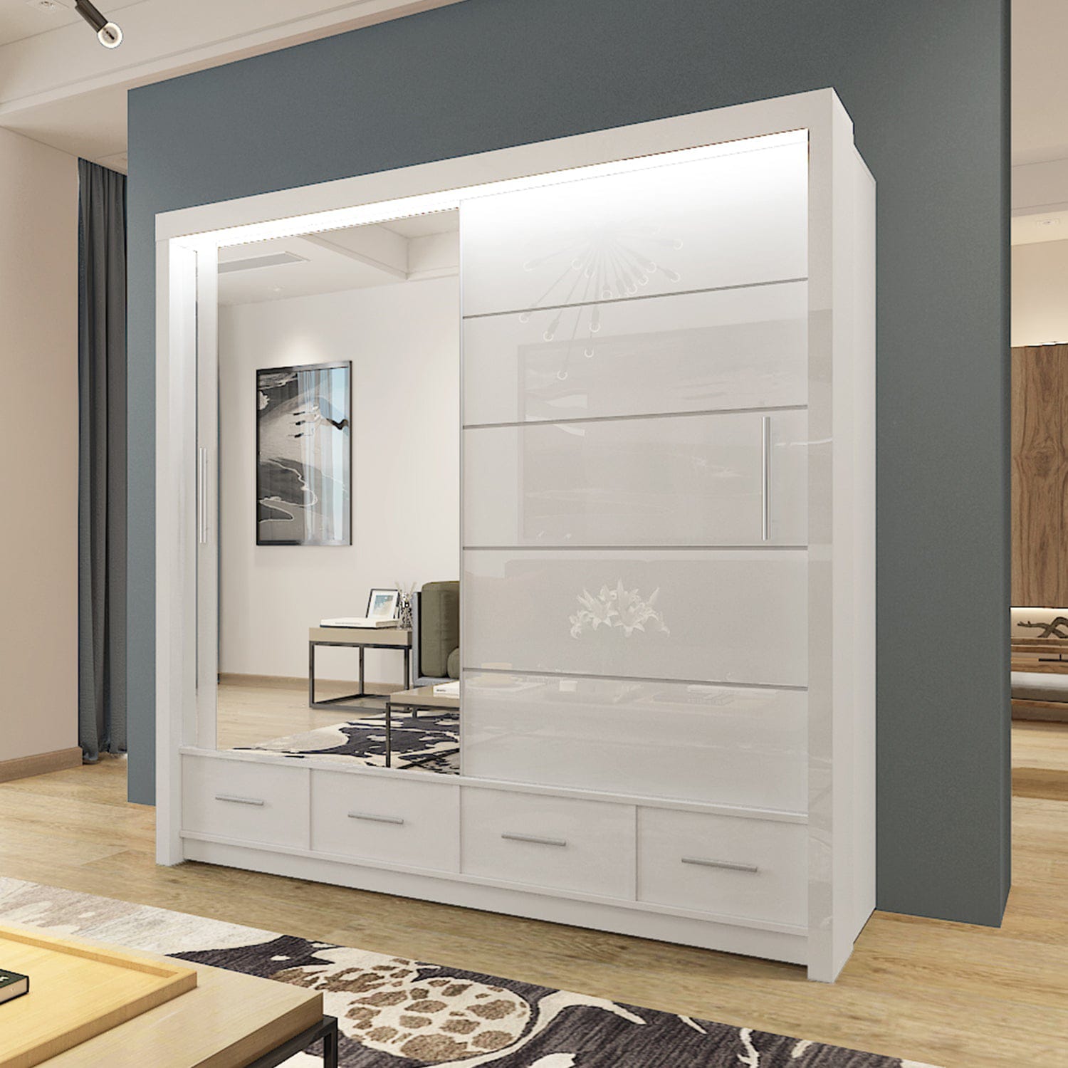 High Gloss Sliding Door Wardrobe